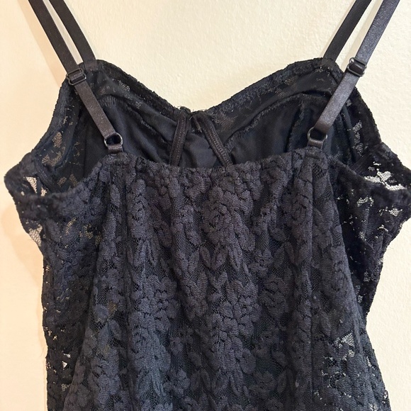 Black Lace Bodysuit w Contouring Smoothing Panel Insert - Picture 11 of 15